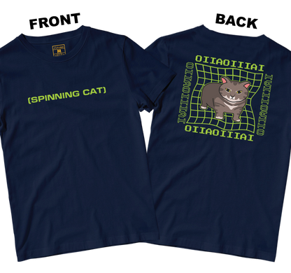 Cotton Shirt: Spinning Cat (Front and Back)