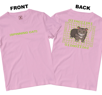 Cotton Shirt: Spinning Cat (Front and Back)