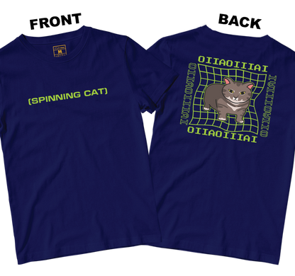 Cotton Shirt: Spinning Cat (Front and Back)