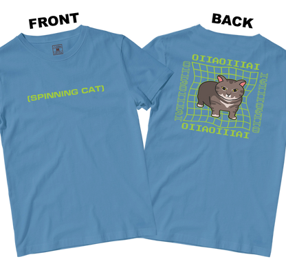 Cotton Shirt: Spinning Cat (Front and Back)