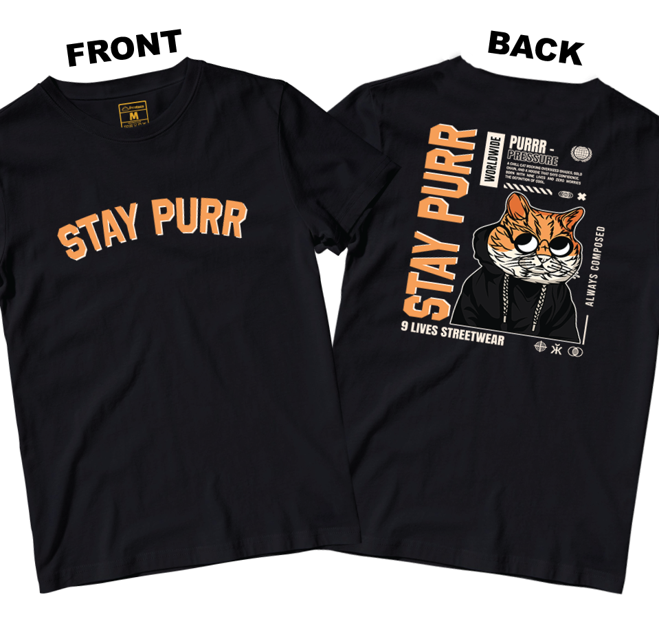 Cotton Shirt: Stay Purr (Front and Back)