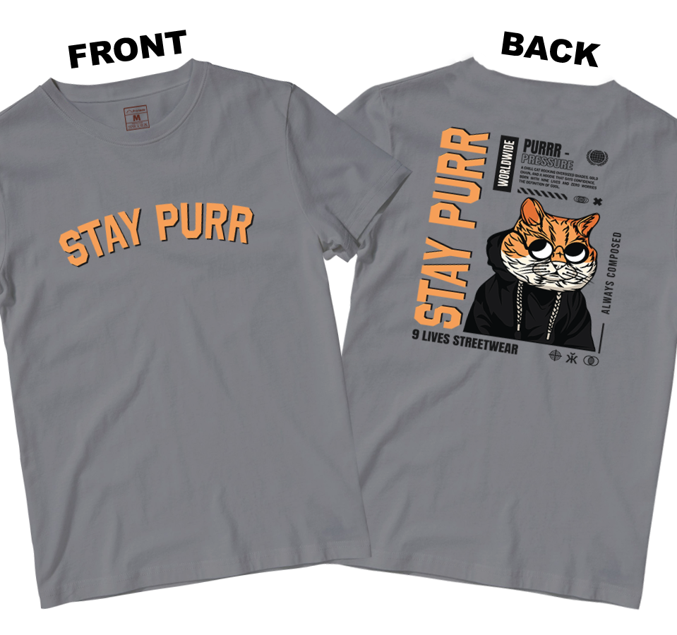 Cotton Shirt: Stay Purr (Front and Back)