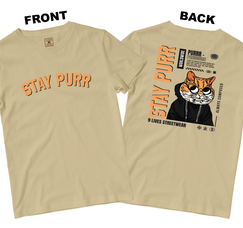 Cotton Shirt: Stay Purr (Front and Back)