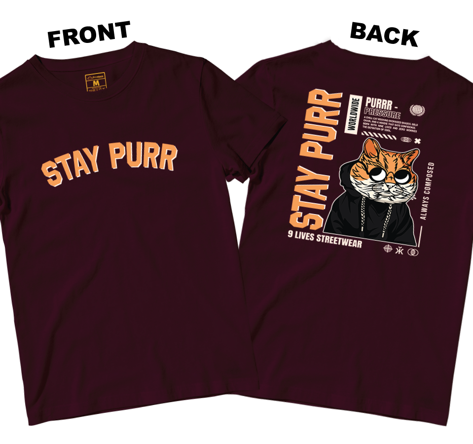 Cotton Shirt: Stay Purr (Front and Back)