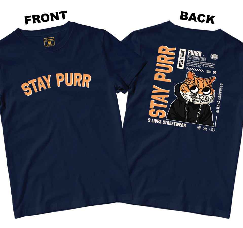 Cotton Shirt: Stay Purr (Front and Back)