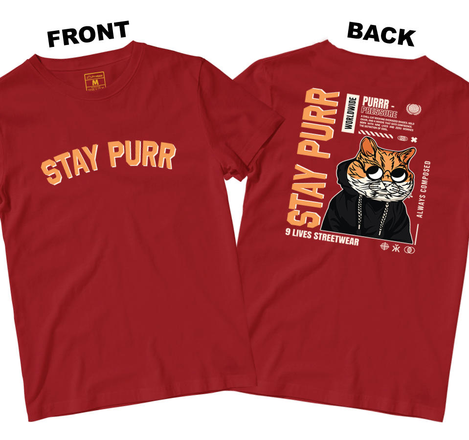 Cotton Shirt: Stay Purr (Front and Back)
