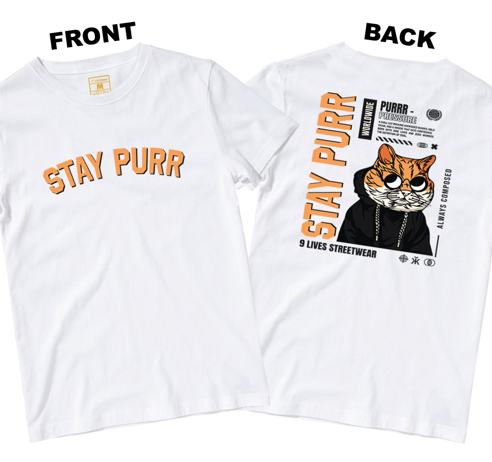 Cotton Shirt: Stay Purr (Front and Back)
