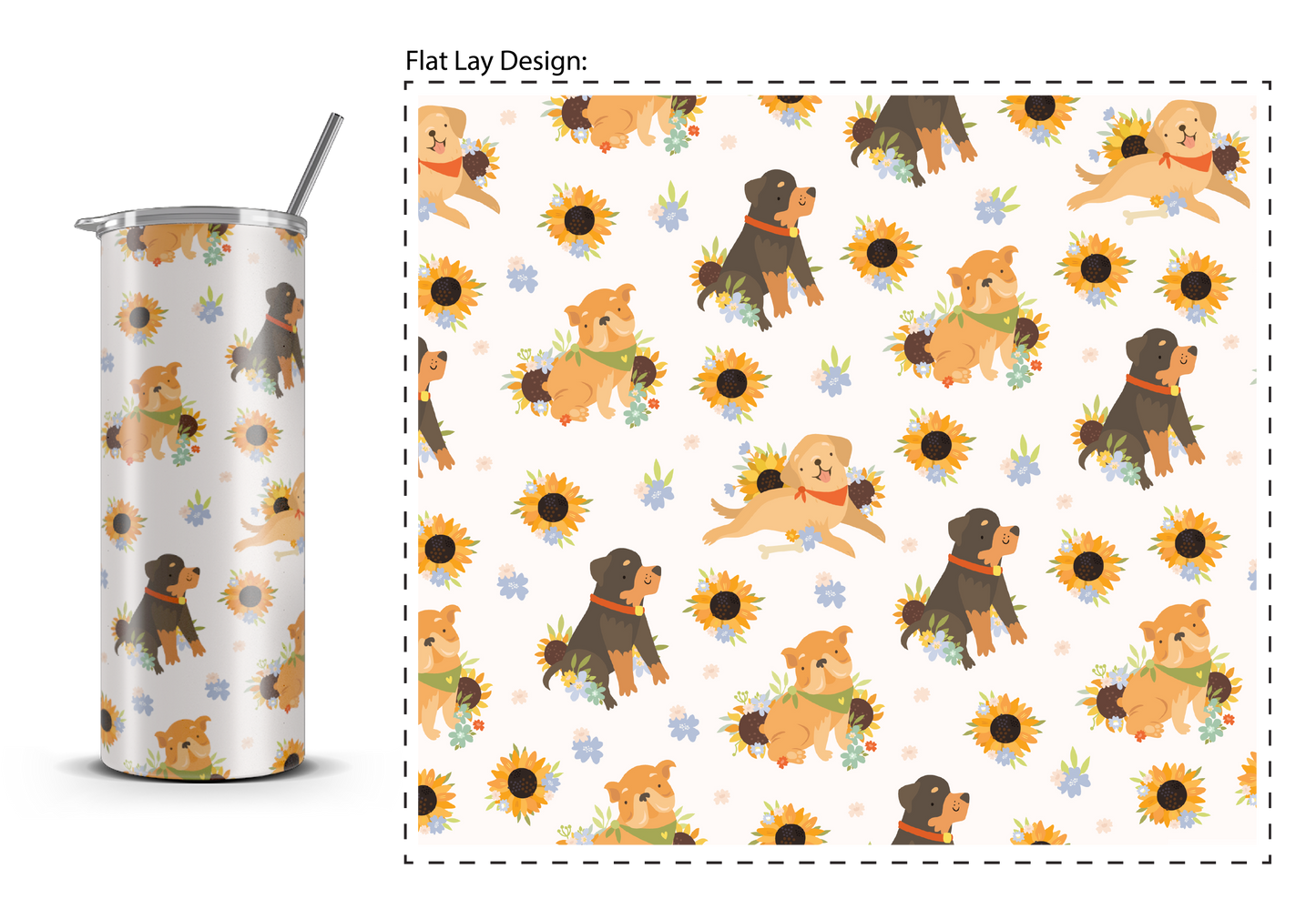 20oz. Slim Tumbler: Sunflower Dog