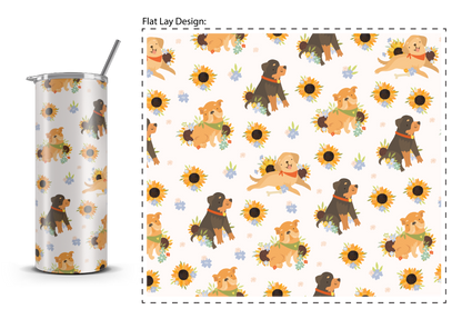 20oz. Slim Tumbler: Sunflower Dog