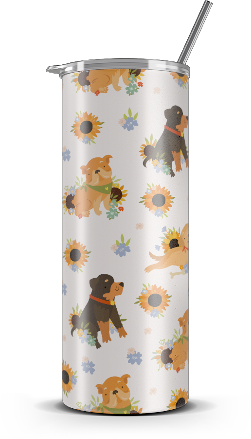 20oz. Slim Tumbler: Sunflower Dog