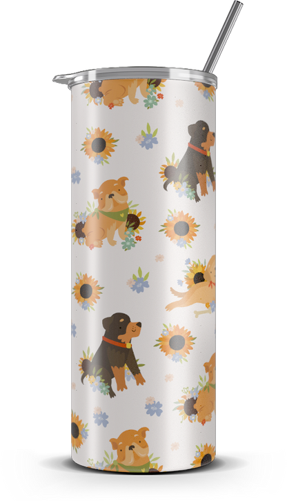 20oz. Slim Tumbler: Sunflower Dog