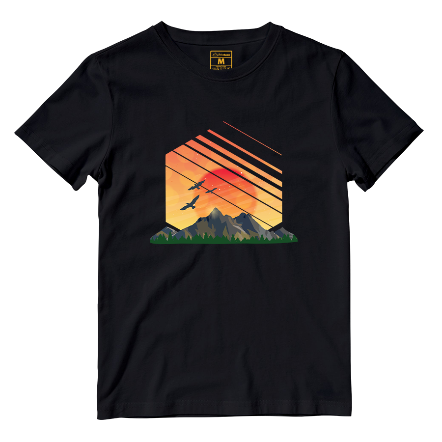 Cotton Shirt: Sunset Geometry