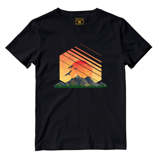 Cotton Shirt: Sunset Geometry