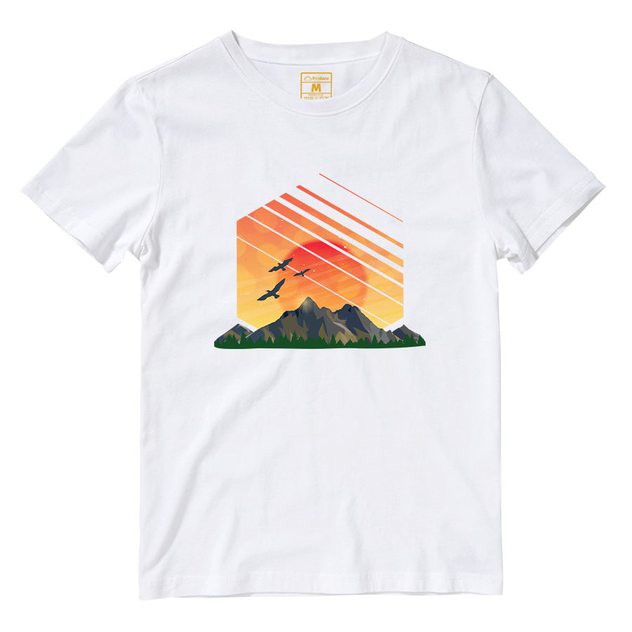 Cotton Shirt: Sunset Geometry