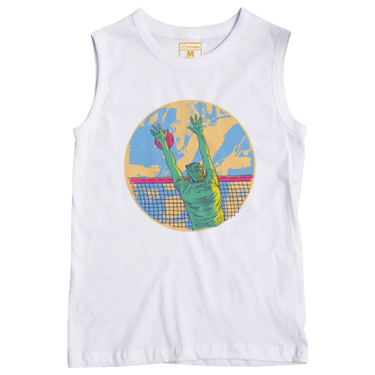 Sleeveless Drifit Shirt: Sunset Volleyball