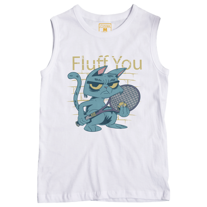 Sleeveless Drifit Shirt: Tennis Angry Cat