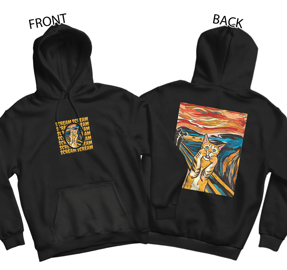 The Screaming Cat Hoodie (Front and Back)