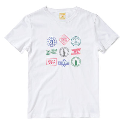 Cotton Shirt: Travel Stamps