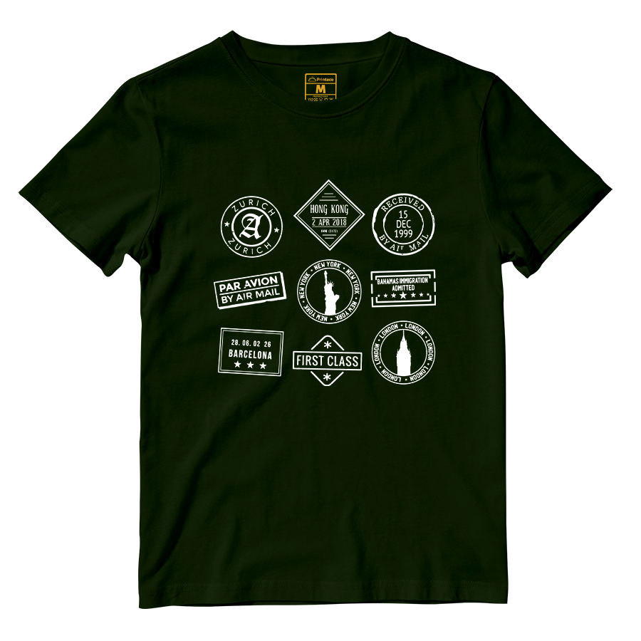 Cotton Shirt: Travel Stamps