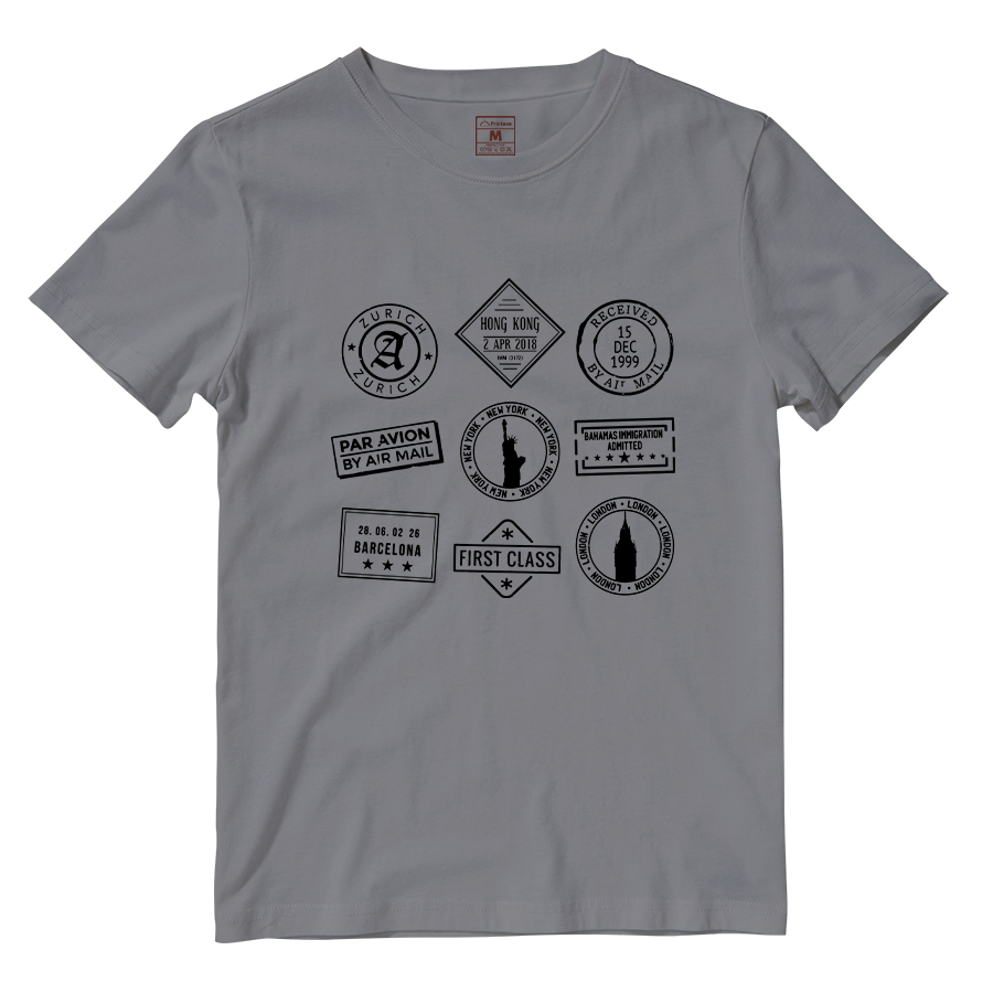 Cotton Shirt: Travel Stamps