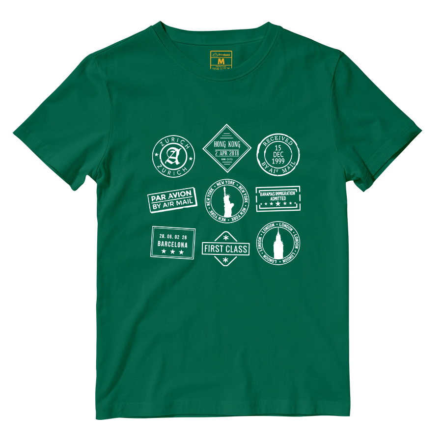 Cotton Shirt: Travel Stamps