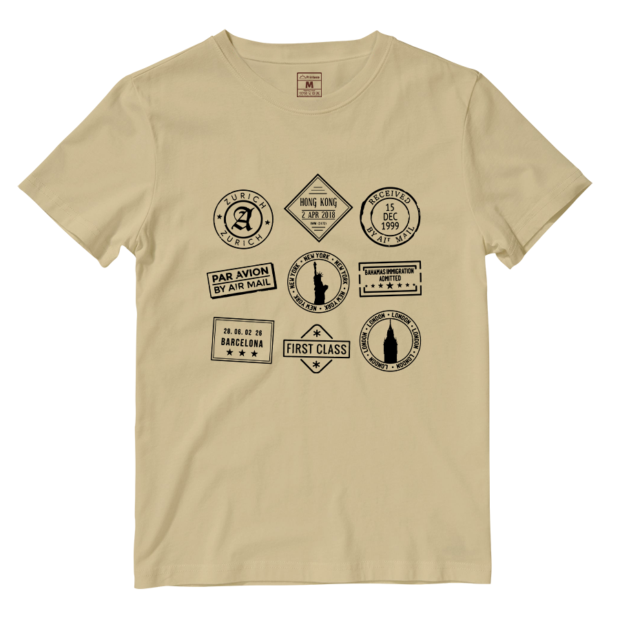 Cotton Shirt: Travel Stamps