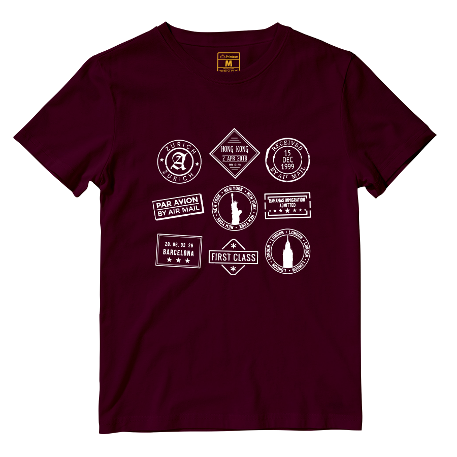 Cotton Shirt: Travel Stamps