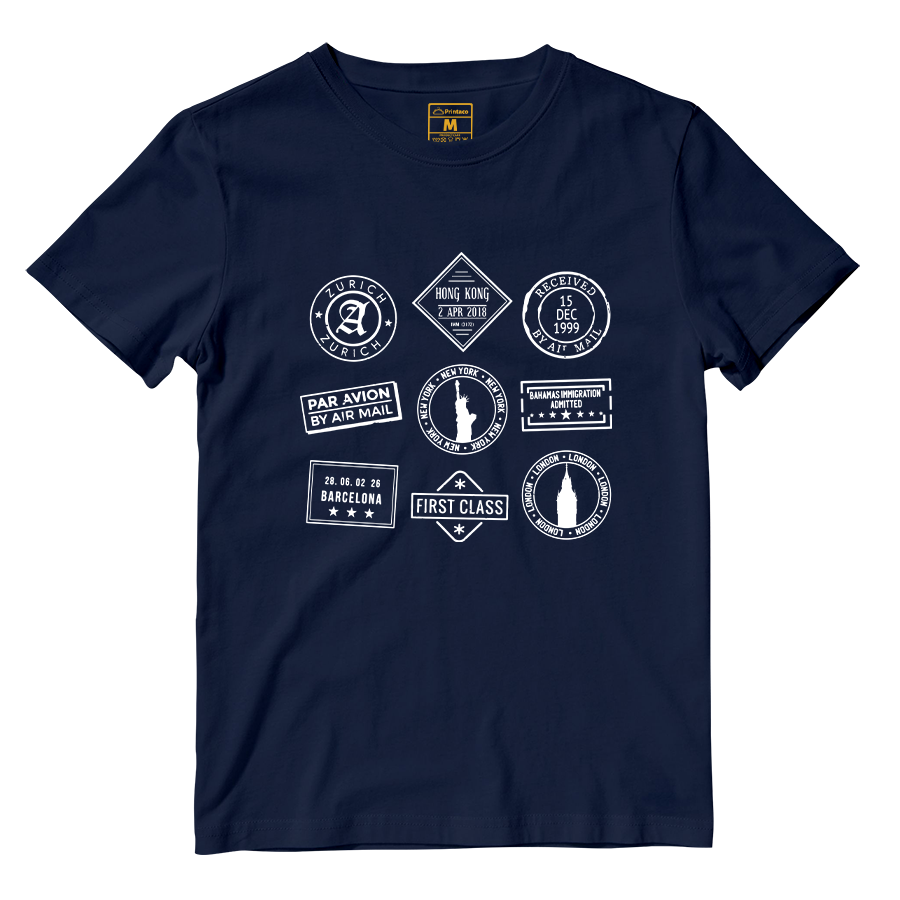 Cotton Shirt: Travel Stamps