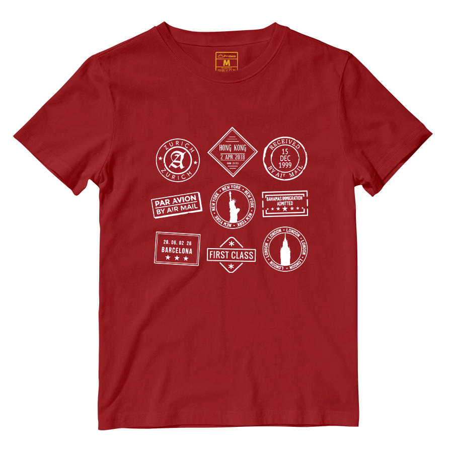 Cotton Shirt: Travel Stamps