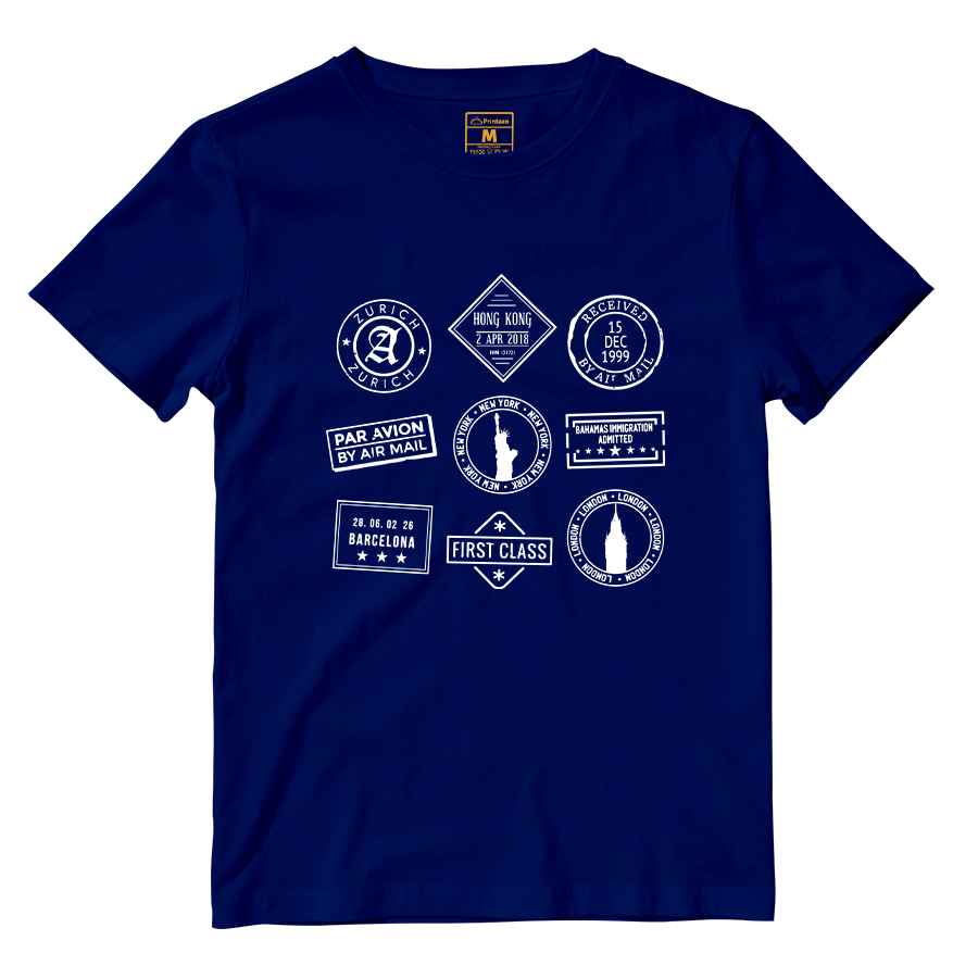 Cotton Shirt: Travel Stamps