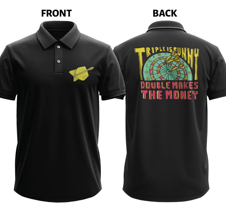 Drifit Polo Shirt: Triple Funny (Front & Back)