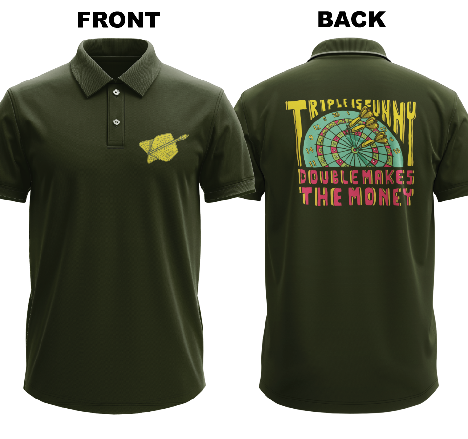 Drifit Polo Shirt: Triple Funny (Front & Back)