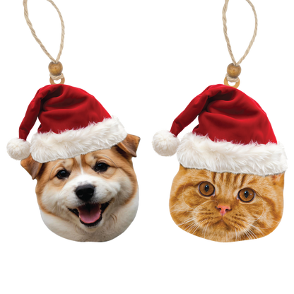Acrylic Christmas Ornament: Santa Hat Pet