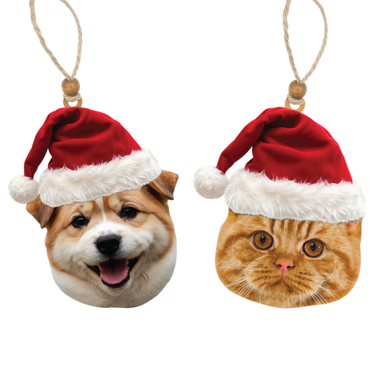 Acrylic Christmas Ornament: Santa Hat Pet