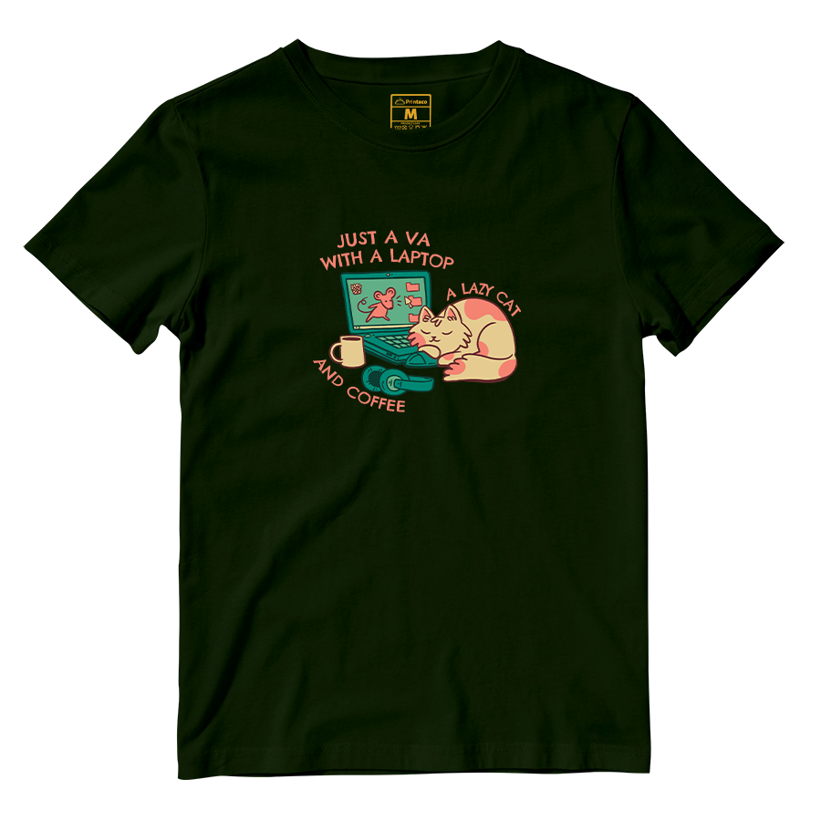Cotton Shirt: VA Cat and Coffee