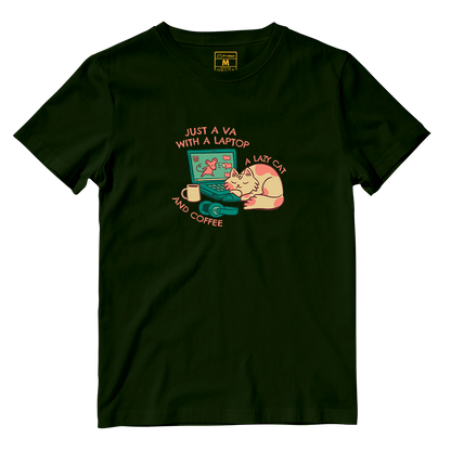 Cotton Shirt: VA Cat and Coffee