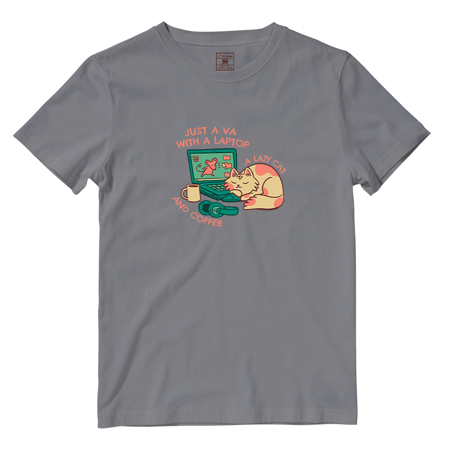 Cotton Shirt: VA Cat and Coffee