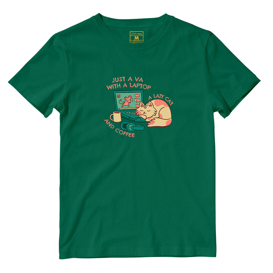 Cotton Shirt: VA Cat and Coffee