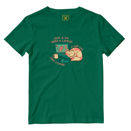 Cotton Shirt: VA Cat and Coffee