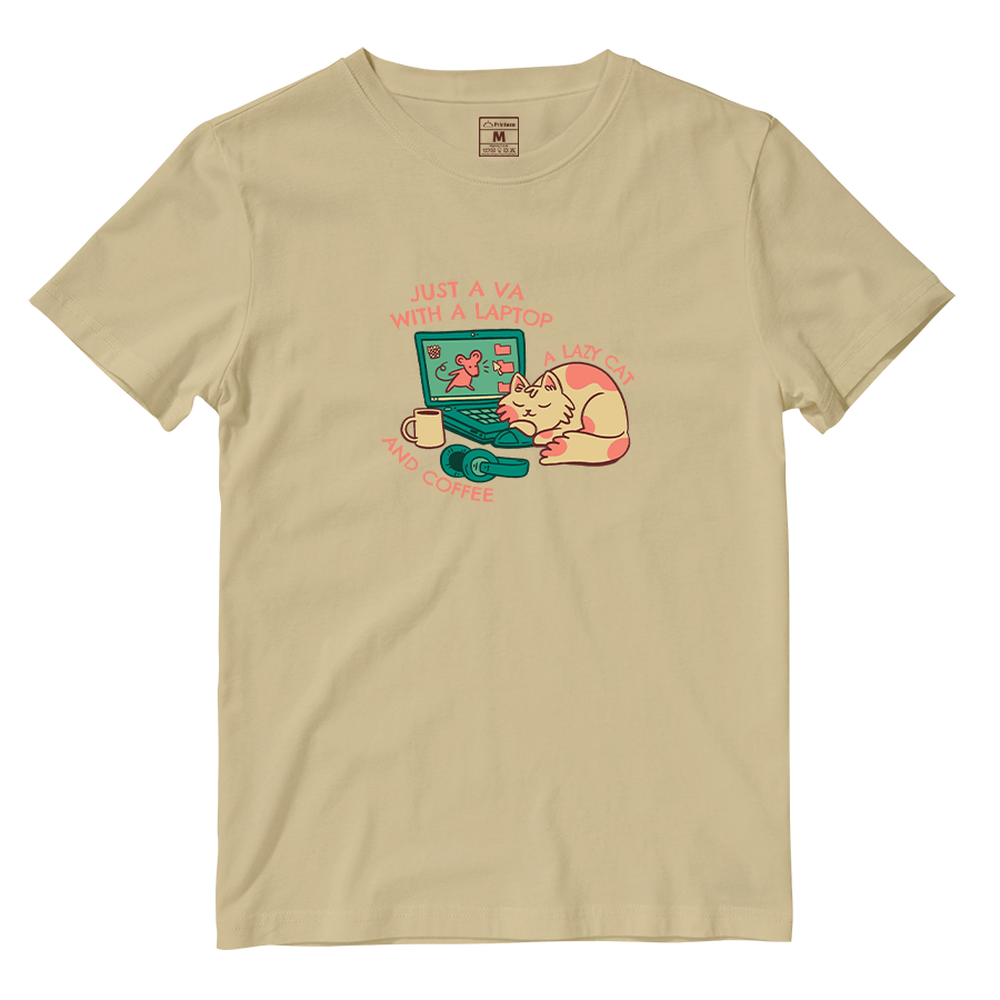 Cotton Shirt: VA Cat and Coffee