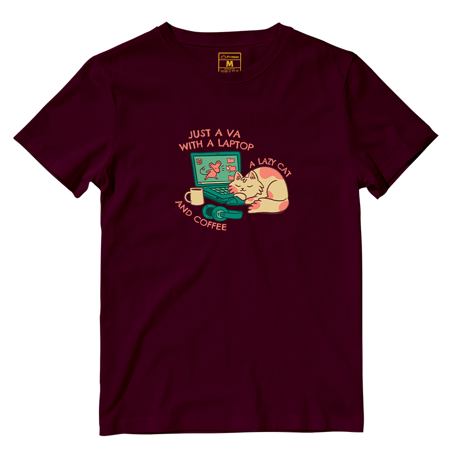 Cotton Shirt: VA Cat and Coffee