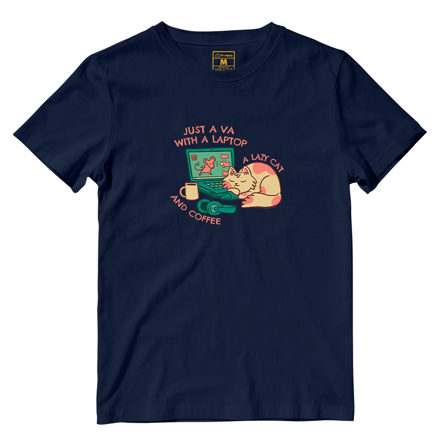 Cotton Shirt: VA Cat and Coffee