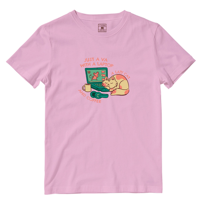 Cotton Shirt: VA Cat and Coffee
