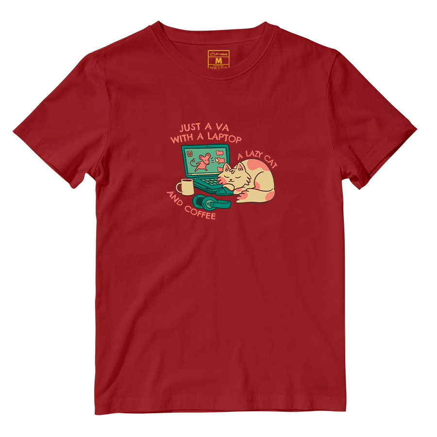 Cotton Shirt: VA Cat and Coffee