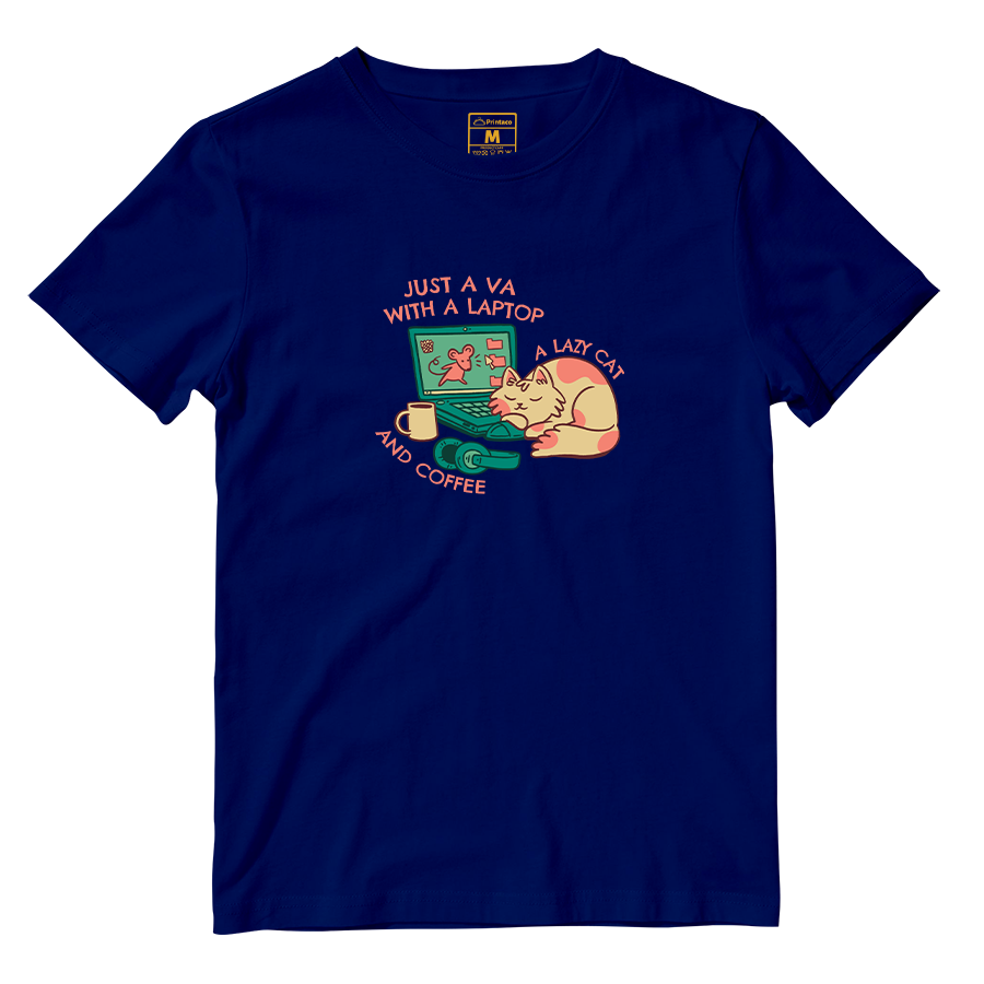 Cotton Shirt: VA Cat and Coffee