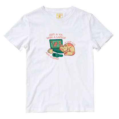 Cotton Shirt: VA Cat and Coffee