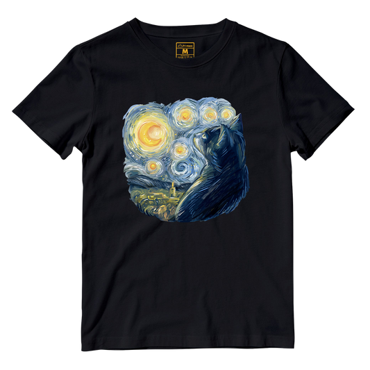 Cotton Shirt: Van Gogh Cat