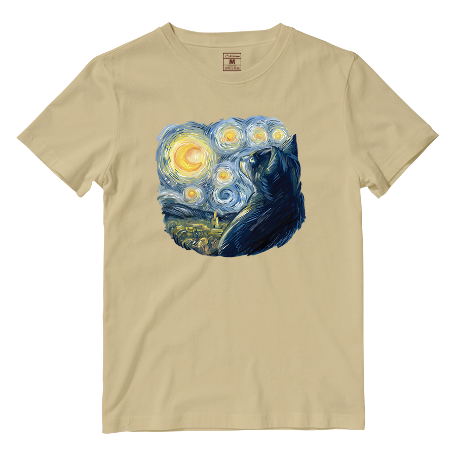 Cotton Shirt: Van Gogh Cat