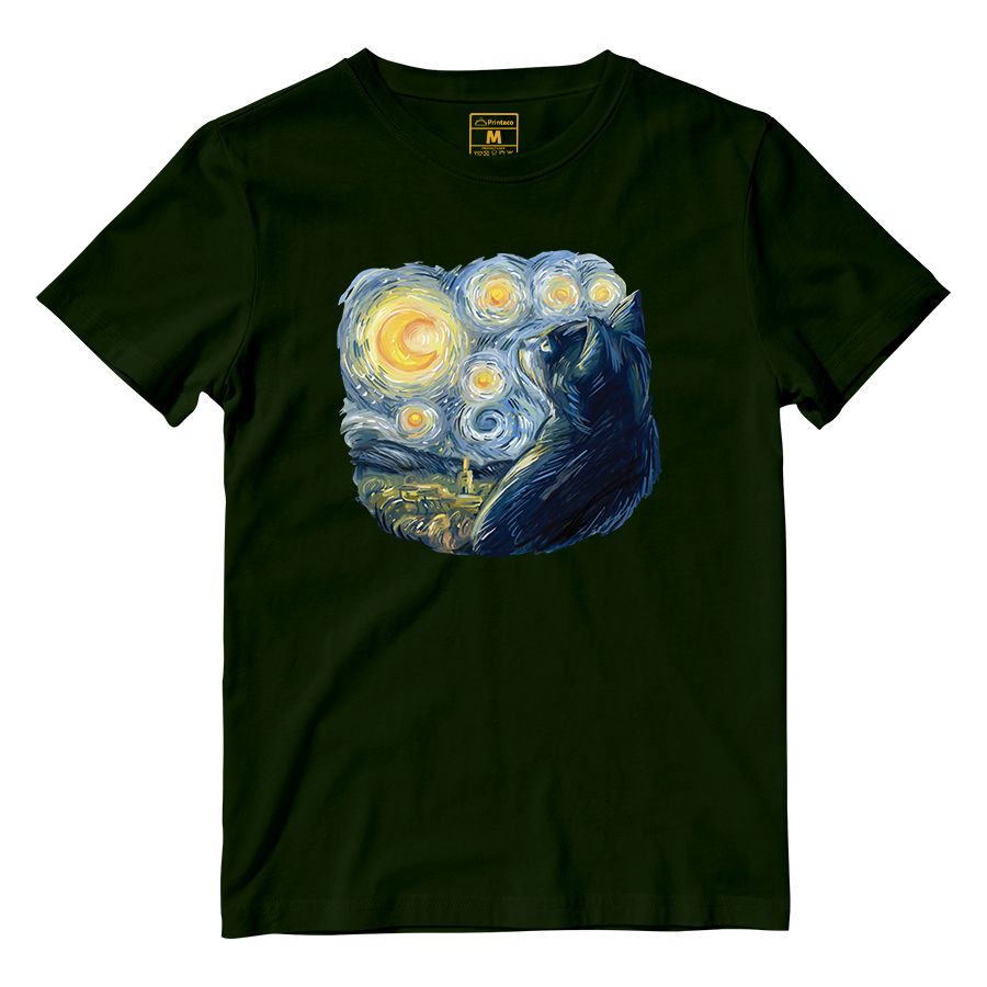 Cotton Shirt: Van Gogh Cat