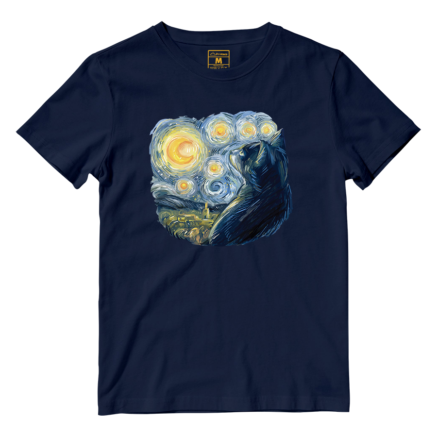 Cotton Shirt: Van Gogh Cat